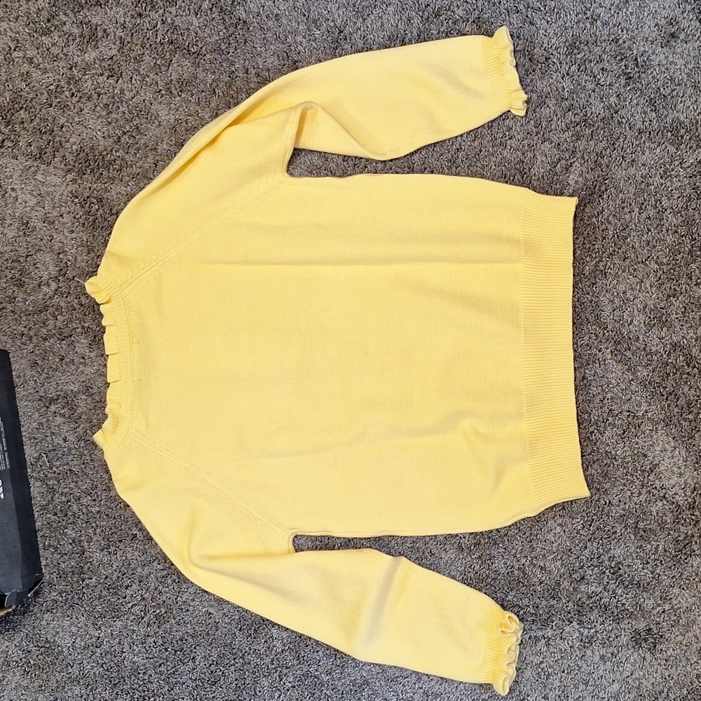 BTFBM pullover 1/4 button relaxed heavy sweater - ruffles - yellow - M - Picture 9 of 10